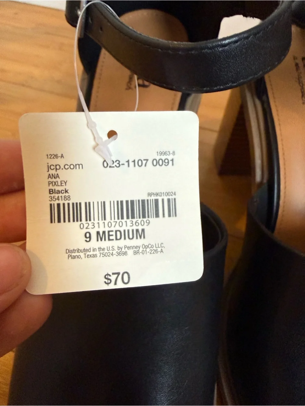 a.n.a Black Open-Toe Block Heel Sandals with Tan Stacked Heel
